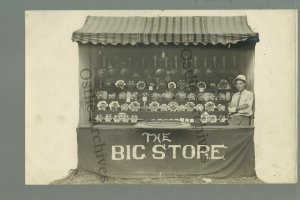 Ottumwa IOWA RPPC c1910 CARNIVAL GAME Midway ROULETTE WHEEL Prizes CARNY Circus