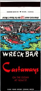 Vintage Matchbook Cover Castaways Resort Motel Wreck Bar Miami, Florida MB179