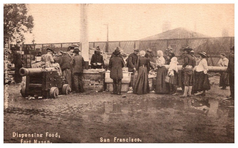 California San Francisco  Fort Mason Dispensing Food after earthquake