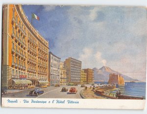 Postcard Via Partenope e l'Hotel Vittoria, Naples, Italy