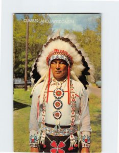 Postcard A Colorful American Indian, Cumberland, Wisconsin