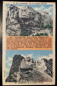 Vintage Postcard 1955 Mount Rushmore Before & After Carving, South Dakota (SD)