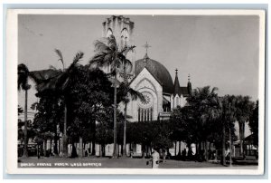 Santos Brazil Postcard Praca Jose Bonifacio Plaza c1920's Posted RPPC Photo