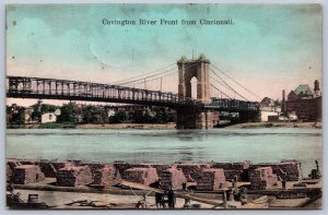 K50/ Covington Kentucky Postcard c1910 Kraemer Art Suspension Bridge 168