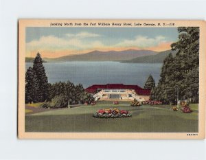 Postcard Looking North from the Fort William Henry Hotel, Lake George, New York