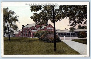 Racine Wisconsin WI Postcard C&NW RY Station Exterior View c1920 Vintage Antique