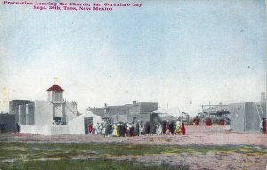 c.'10, Procession at Church, San Geronimo Day, Taos, NM, New Mexico,Old Postcard