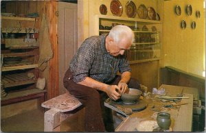 Massachusetts Old Sturbridge Village Potter Turning Bowl On His Wheel 1961