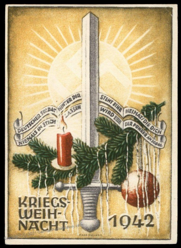 3rd Reich Germany 1942 Bayreuth Weihnacht Christmas Card Cover UNUSED 100659