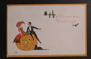 USA Merry Halloween Postcard Cover 1914 Cleveland OH to Fremont OH Greetings
