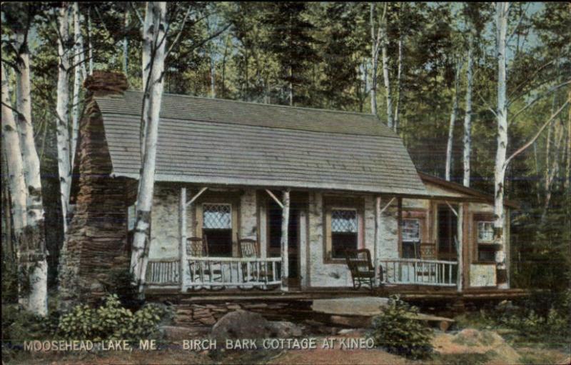 Moosehead Lake ME Birch Bark Cottage Kineo c1910 Postcard