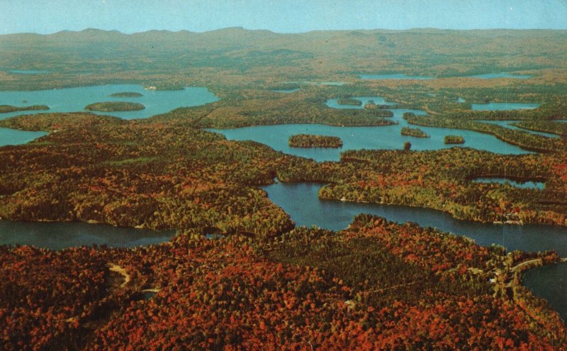 Postcard 1973 Adirondack Park Major Lakes Follensby Upper Saranac Creek New York