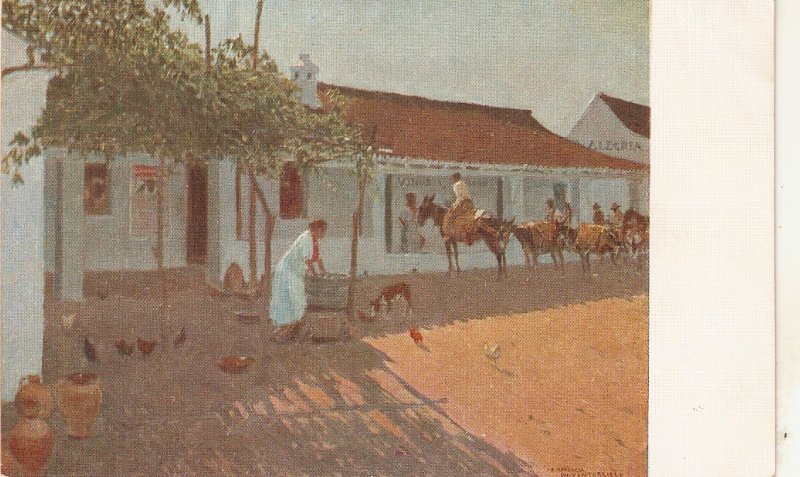 M. Vertuchi. Un Ventorrillo Horses Nice vintage Spanish picture postcard