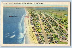 Hermosa Beach California CA Manhattan Beach In The Distance Aerial View 1942