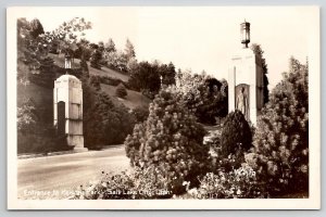 Salt Lake City UT Entrance To Memroy Park RPPC Real Photo Postcard V24