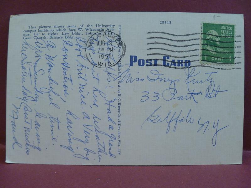 Old Postcard WI Milwaukee Marquette University