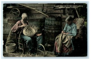 c1910s Basket Weaving in the Mountains of Western North Carolina NC Postcard 