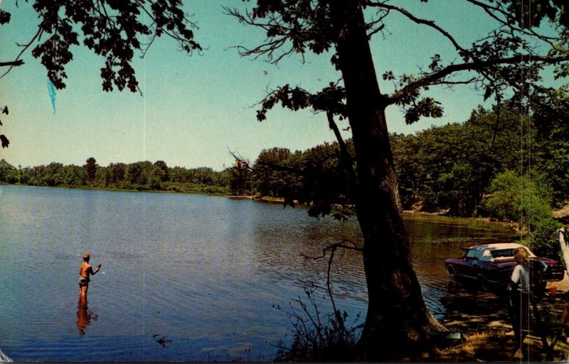 Michigan Osceola County Hicks Lake Young Boy Fishing