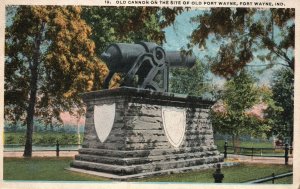 Vintage Postcard 1918 View of Old Cannon on the Site Fort Wayne Indiana IND