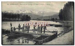 Old Postcard Army Grenoble bridging exercises on & # 39Isere 4th rgt Genie