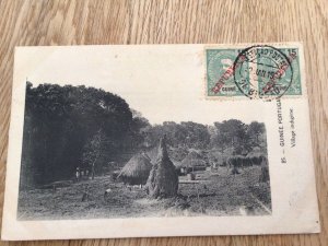 Portuguese Guinea 1921 village indigene  stamps postcard Ref 57345 
