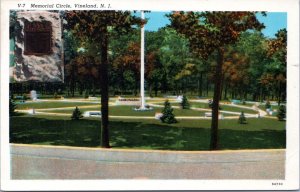 Postcard NJ Vineland - Memorial Circle