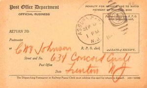 Registry Dispatch Receipt Card Mail Related 1941 