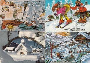 Austrian Snowman Skiing Christmas Comic Humour Bundle of Postcard s