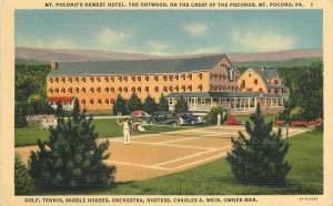 Mt Pocono's Hotel Ontwood 1930s Postcard Pennsylvania Wyckoff Teich 21-493