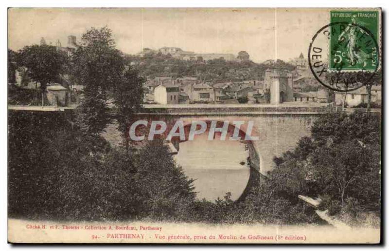 Parthenay Old Post Card General view taken from the mill Godineau