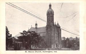 Huntington Indiana St Marys Church Street View Antique Postcard K106055