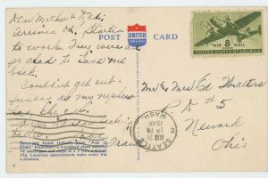 1946  Aviation  United Airlines DC-6 Mainliner 8 CENT AIR MAIL STAMP Postcard  