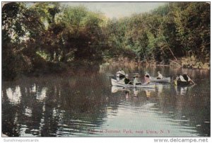 New York Utica Canoeing On Lake At Summit Park 1915