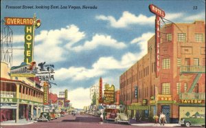 Las Vegas Nevada NV Street Scene c1940s Linen Postcard