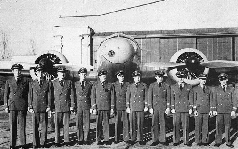 Boston-Maine Airways Lockheed 10-A Electra Pilots in 1938 Postcard