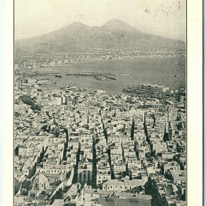 c1925 Naples, Italy Mount Vesuvius Bay Panorama Harbor Port SS Belgenland A367