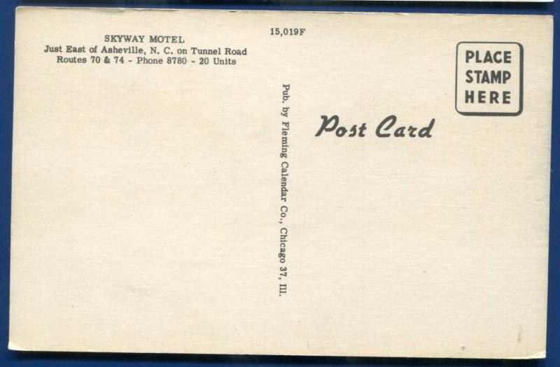 Skyway Motel Asheville North Carollina nc linen roadside postcard