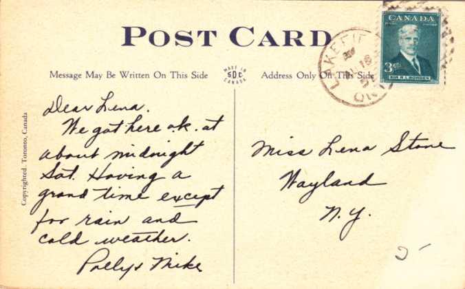 Greetings from Lakefield, Ontario, Canada - (Near Peterborough) - pm 1951