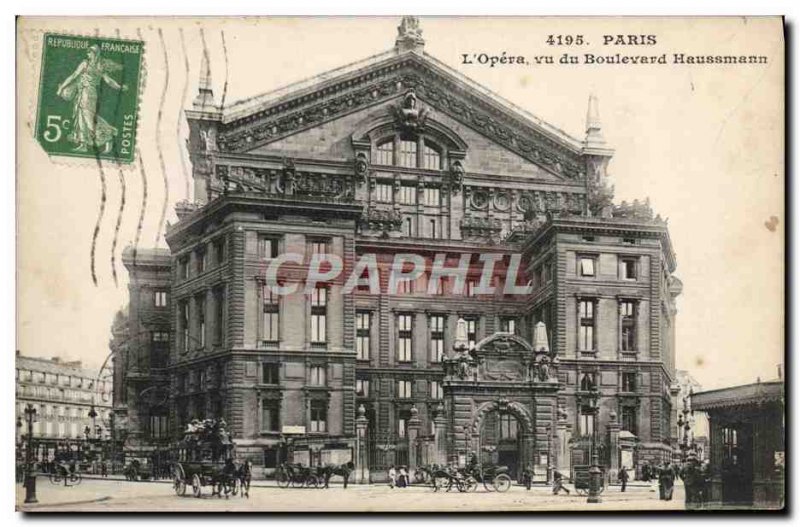 Old Postcard Paris L & # 39Opera seen Boulevard Haussmann