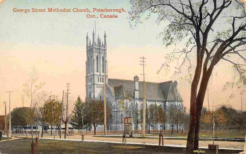 George Street Methodist Church Peterborough Ontario Canada 1910c postcard