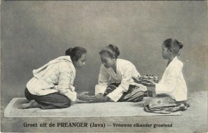 PC Groet uit PREANGER Vrouwen elkander groetend INDONESIA (a18692)