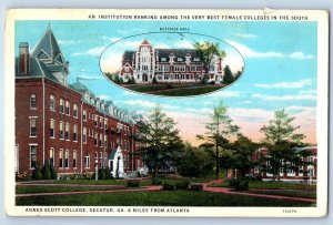 1936 Decatur Atlanta Postcard Institution Ranking Agnes Scott College Building