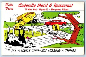 1940 Montgomery Alabama Postcard Hello Cinderella Motel Restaurant Lovely Trip