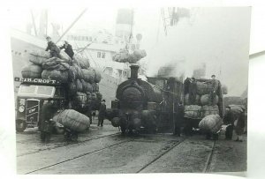 Steam Train Handling a Cargo of Wool at South West India Dock Railway Postcard