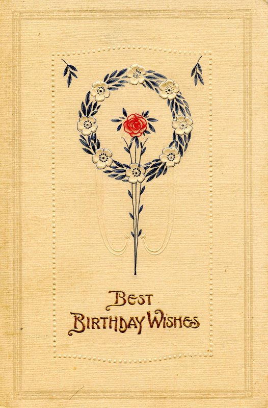 Greeting - Birthday. Embossed, Gold Foil