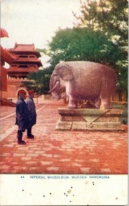 Imperial Mausoleum Mukden Manchuria Elephant Statue Unposted Unused Postcard