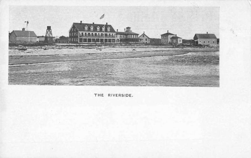 The Riverside Birds Eye View Buildings Hotel? Private Mail Postcard J75792