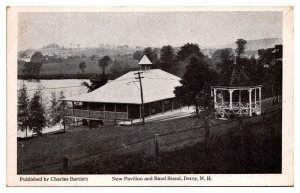 Vintage New Pavilion and Band Stand, Derry, NH Postcard