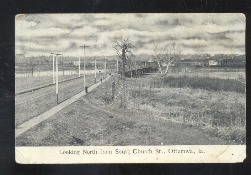 OTTUMWA IOWA LOOKING NORTH FROM CHURCH STREET VINTAGE POSTCARD