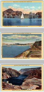 3 Postcards LAKE MEAD, BOULDER DAM ~ Black Canyon, Racing Yacht, Lakeview Point